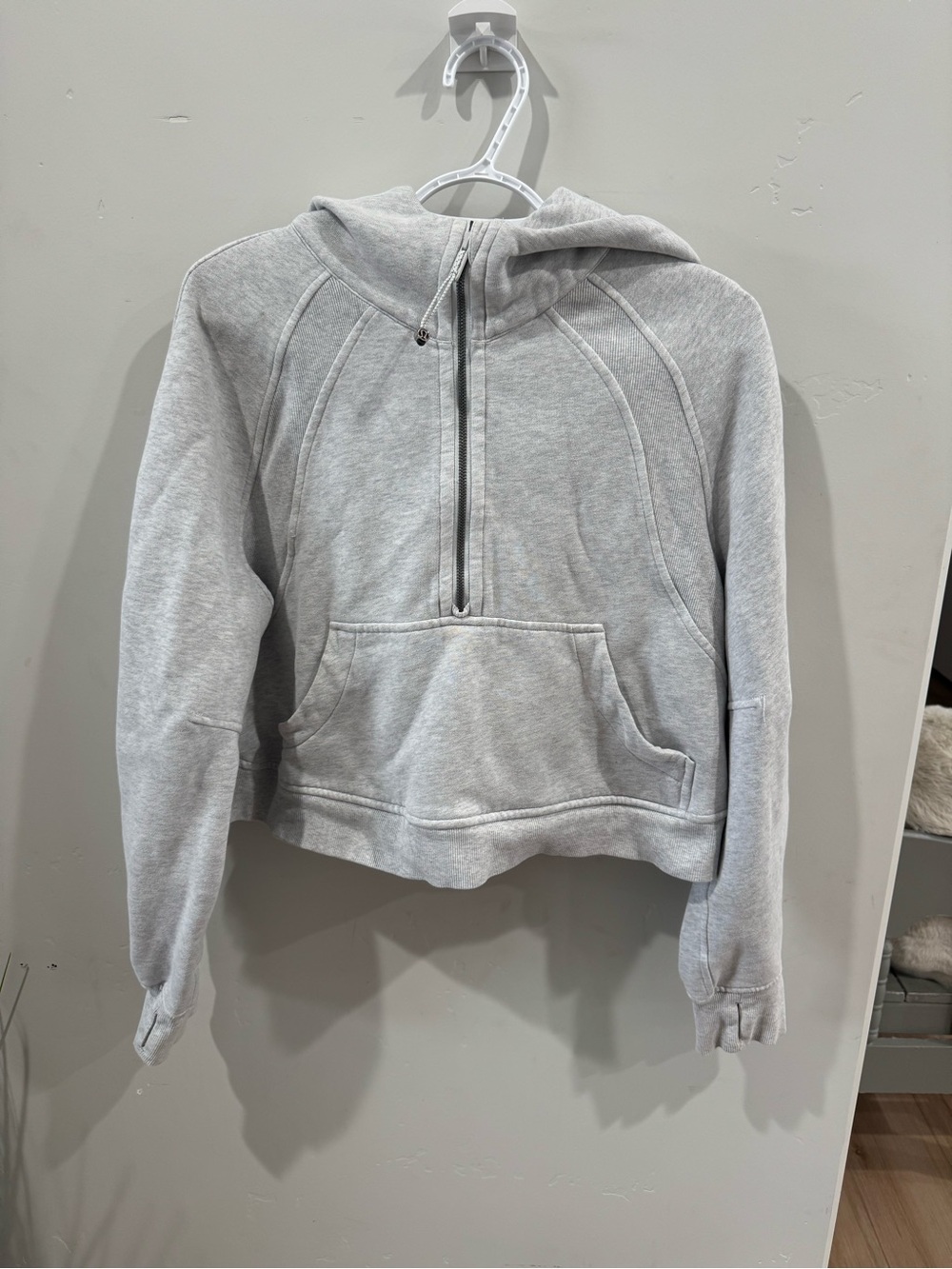 lululemon athletica Light Gray Half-Zip Hoodie gently used size m/l